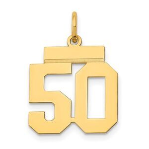 14k Yellow Gold, Athletic Collection, Small Polished Number 50 Pendant